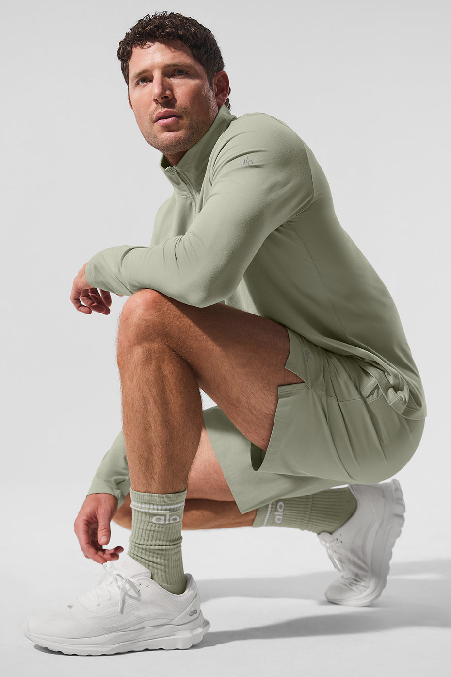 Unisex Throwback Sock - Limestone/White — photo 2