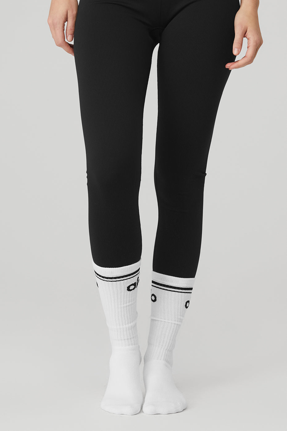 Women's Throwback Barre Sock - White/Black — photo 2