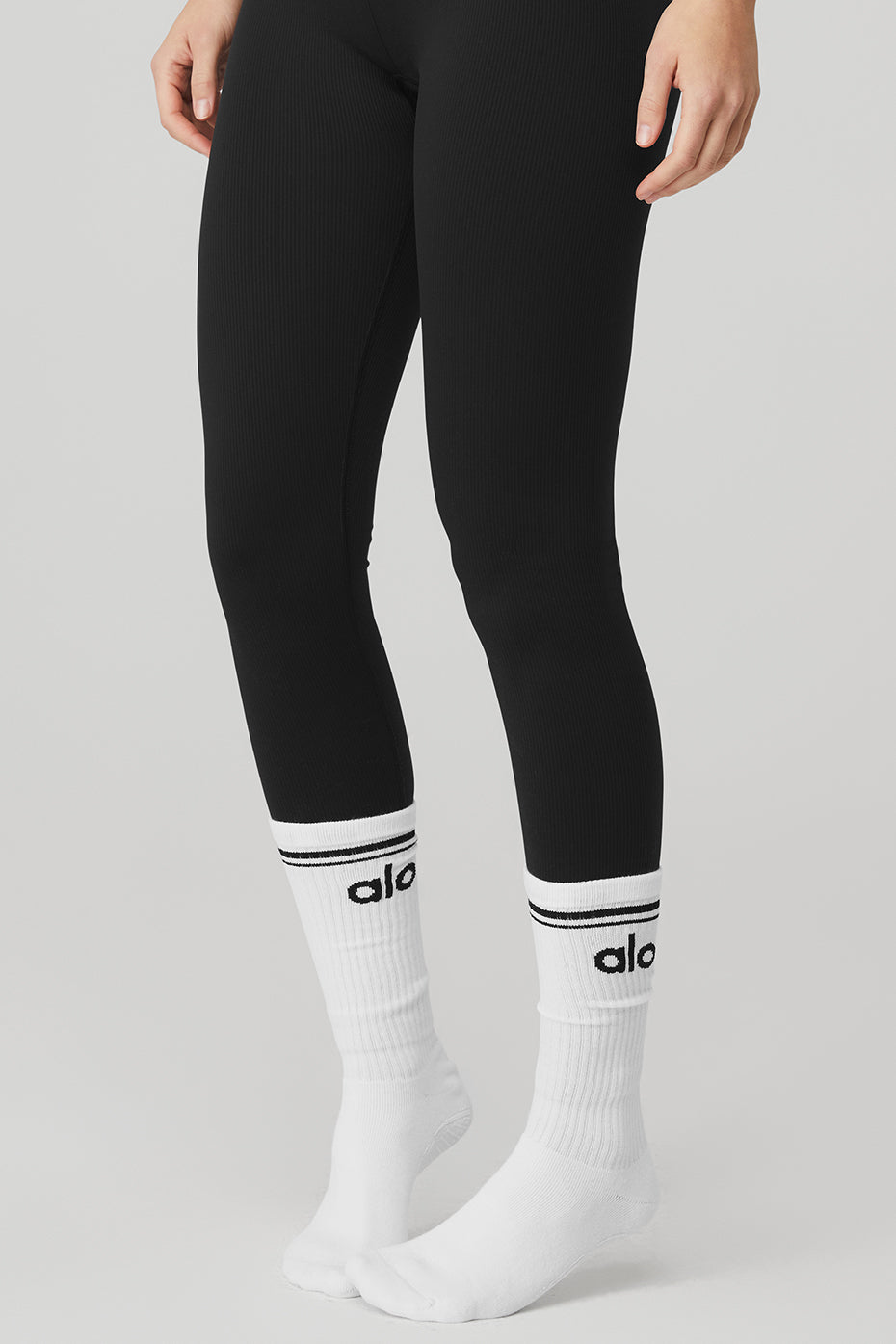 Women's Throwback Barre Sock - White/Black — photo 3