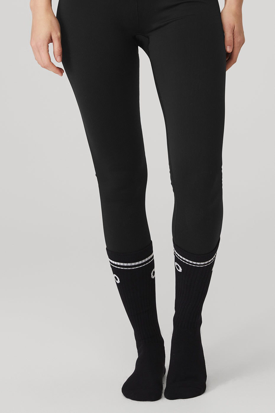 Women's Throwback Barre Sock - Black/White — photo 2