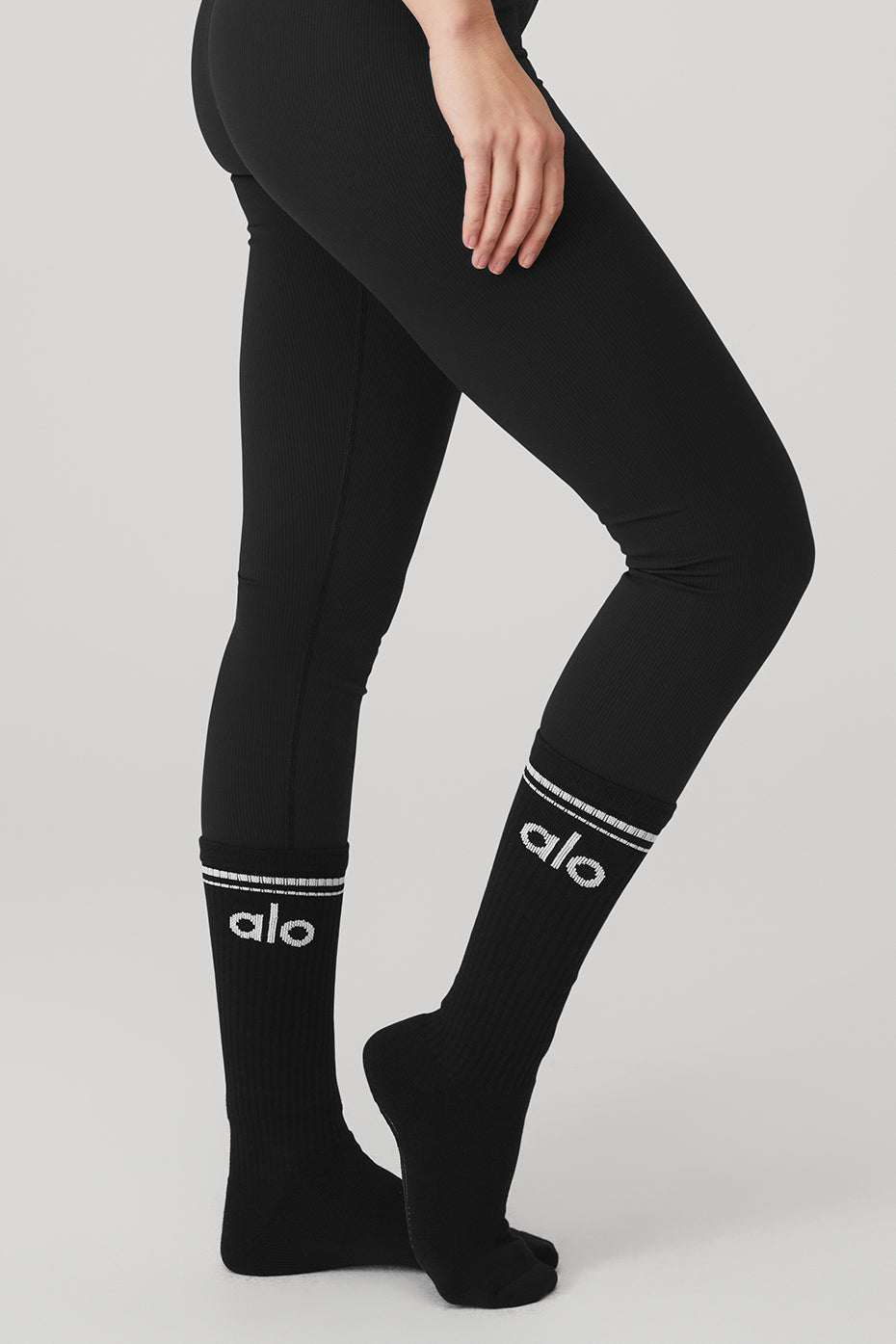 Women's Throwback Barre Sock - Black/White — photo 3