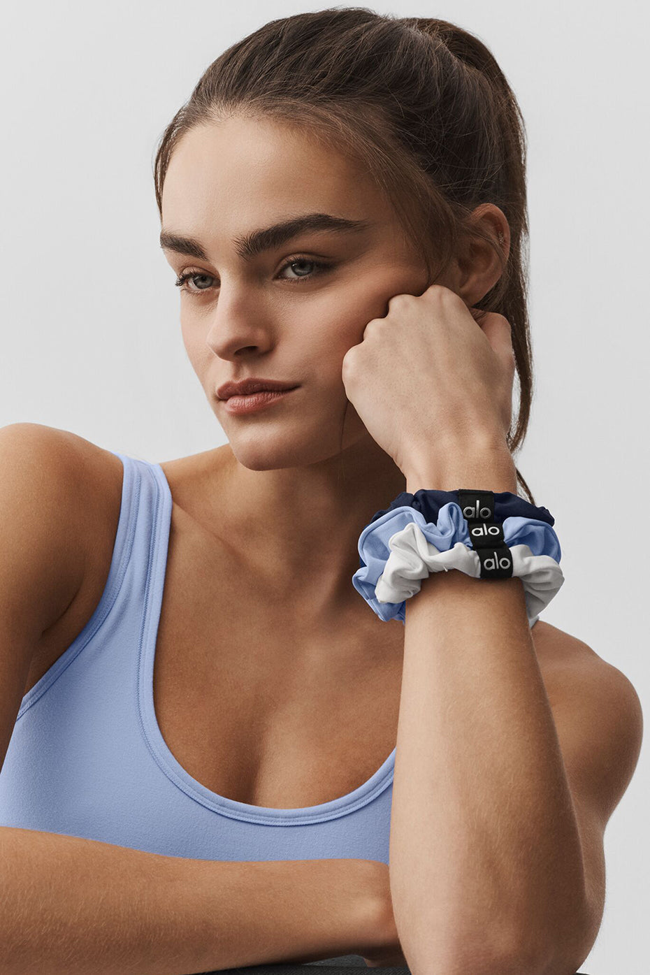 Fresh Mini Scrunchie 3-Pack - Light Provence Blue/Navy/White — photo 1