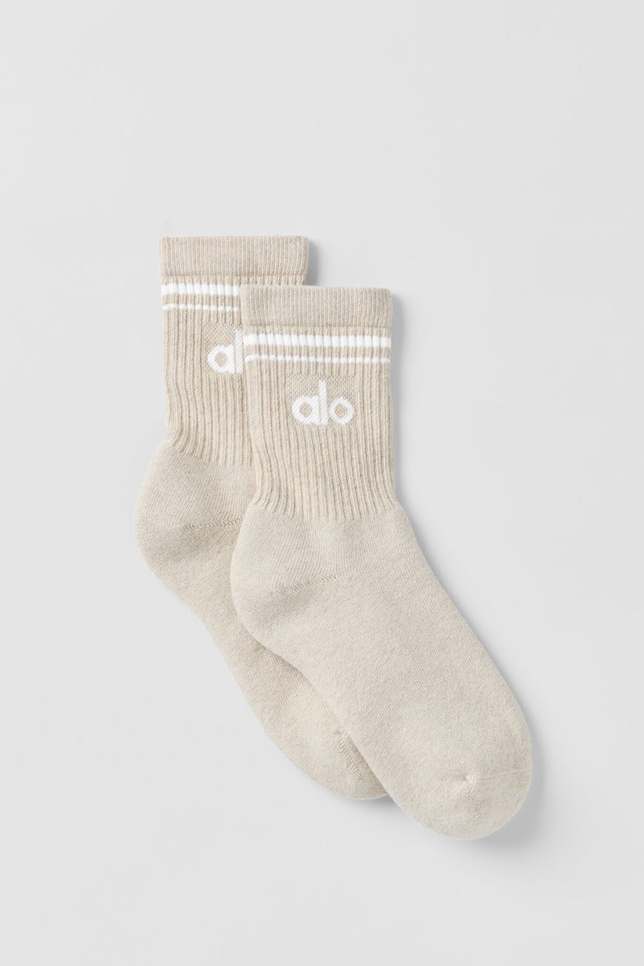 Unisex Half-Crew Throwback Sock - Oatmeal Heather/White — photo 1