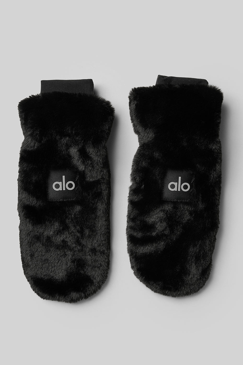 Faux Fur Mittens - Black — photo 1