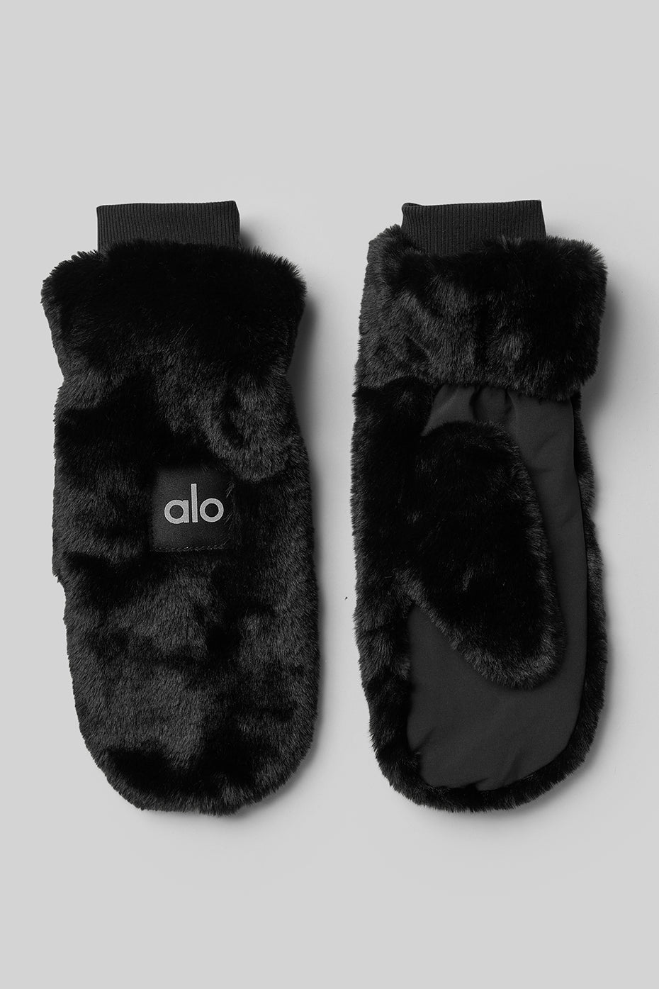 Faux Fur Mittens - Black — photo 2