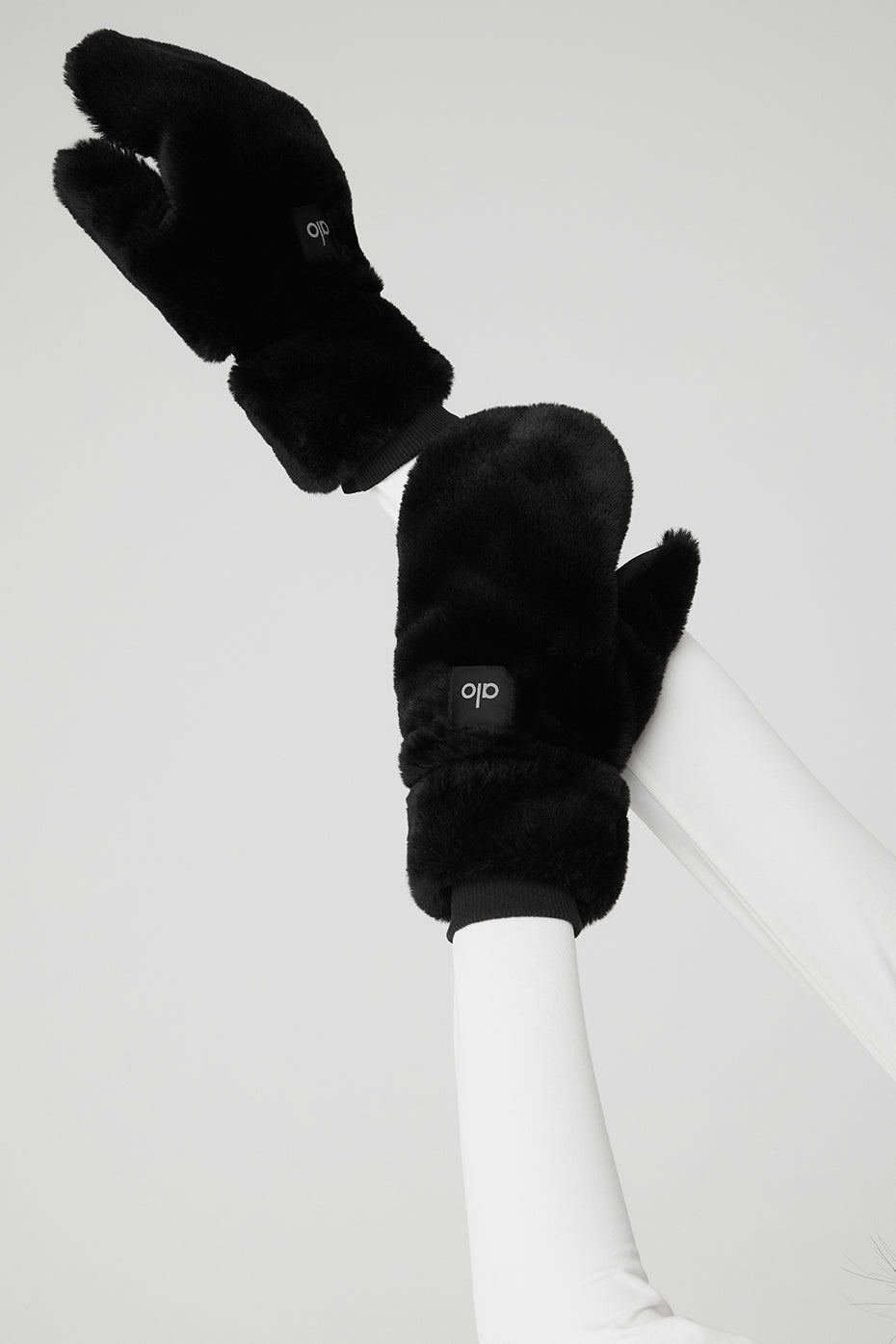 Faux Fur Mittens - Black — photo 4