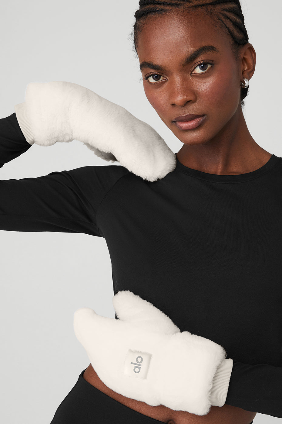 Faux Fur Mittens - Ivory — photo 3
