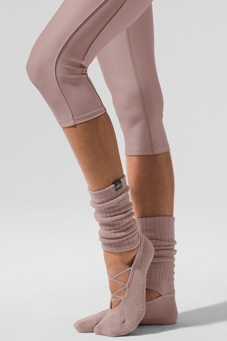 Women's Strappy Siren Grip Sock - Taupe — photo 2