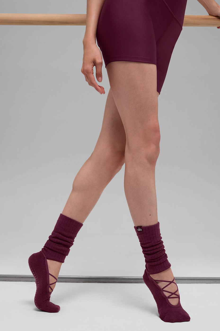 Women's Strappy Siren Grip Sock - Burgundy — photo 2