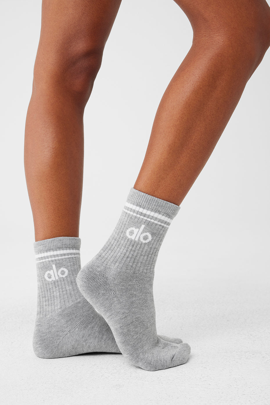 Unisex Half-Crew Throwback Sock - Athletic Heather Grey/White — photo 2