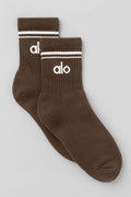 Unisex Half-Crew Throwback Sock - Espresso/White — photo 1