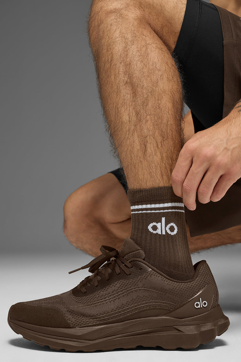 Unisex Half-Crew Throwback Sock - Espresso/White — photo 2