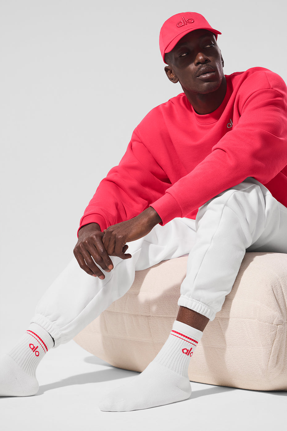 Unisex Half-Crew Throwback Sock - White/Candy Red — photo 3