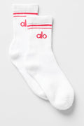 Unisex Half-Crew Throwback Sock - White/Candy Red — photo 1
