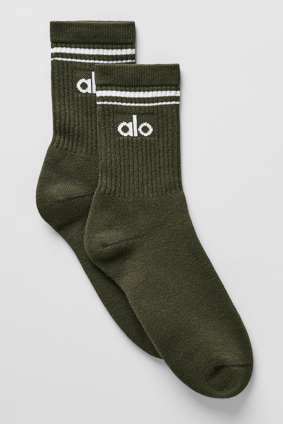 Unisex Half-Crew Throwback Sock - Green Olive/White — photo 1