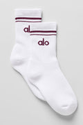 Unisex Half-Crew Throwback Sock - White/Burgundy — photo 1