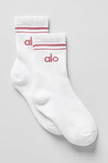 Unisex Half-Crew Throwback Sock - White/Pink Wild Rose — photo 1