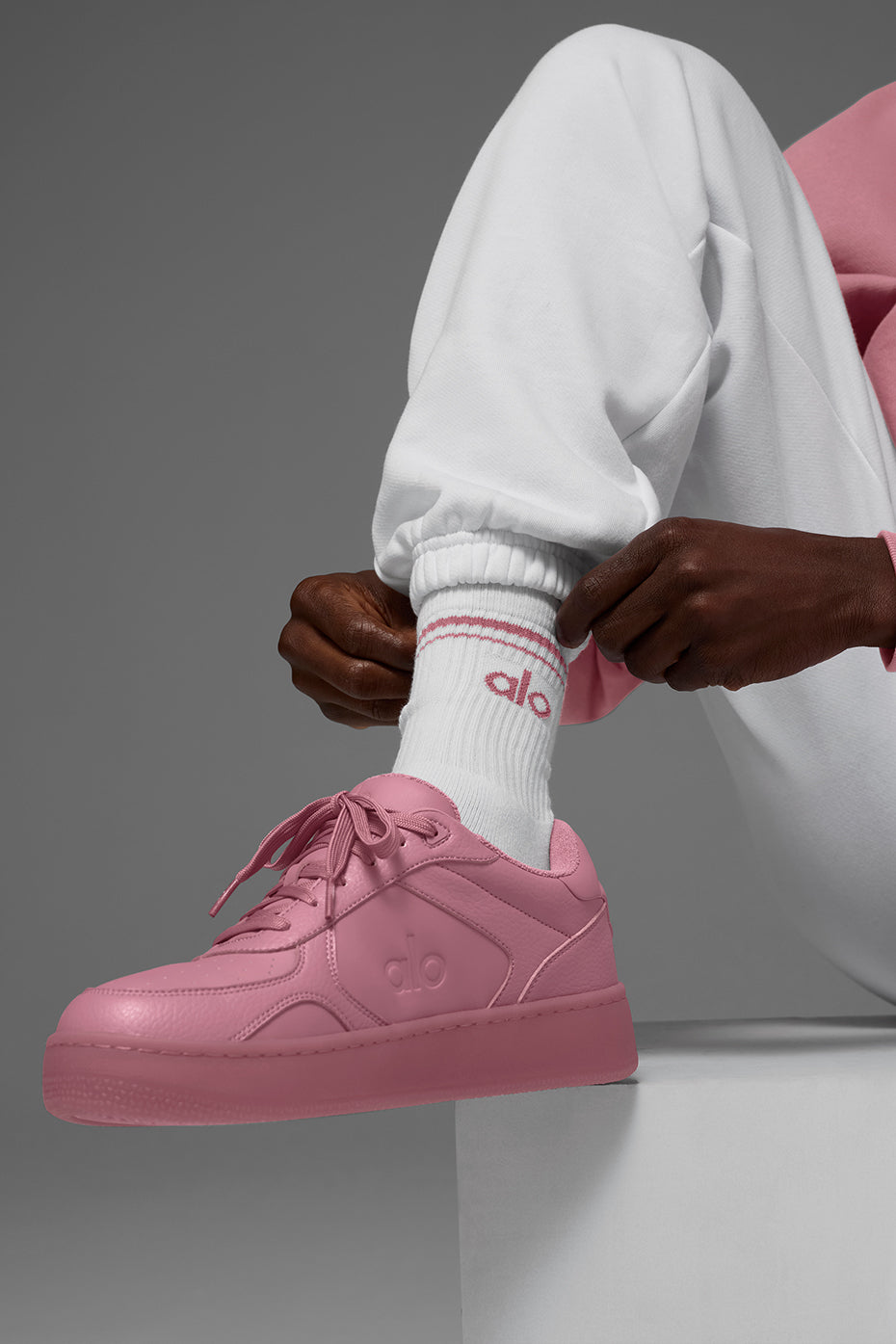Unisex Half-Crew Throwback Sock - White/Pink Wild Rose — photo 3