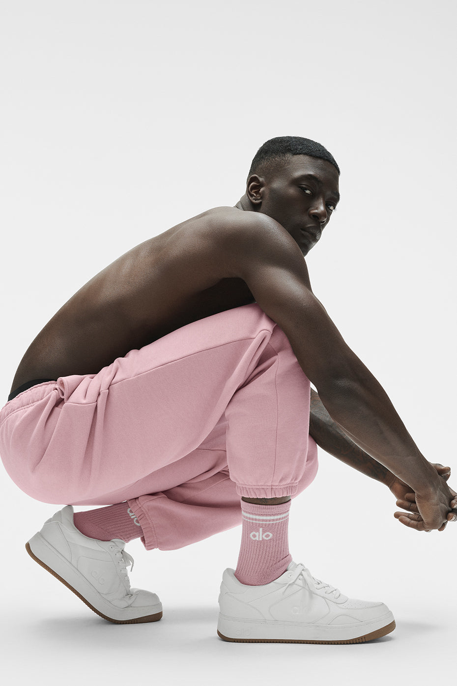Unisex Half-Crew Throwback Sock - Vintage Pink/White — photo 3