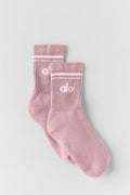 Unisex Half-Crew Throwback Sock - Vintage Pink/White — photo 1