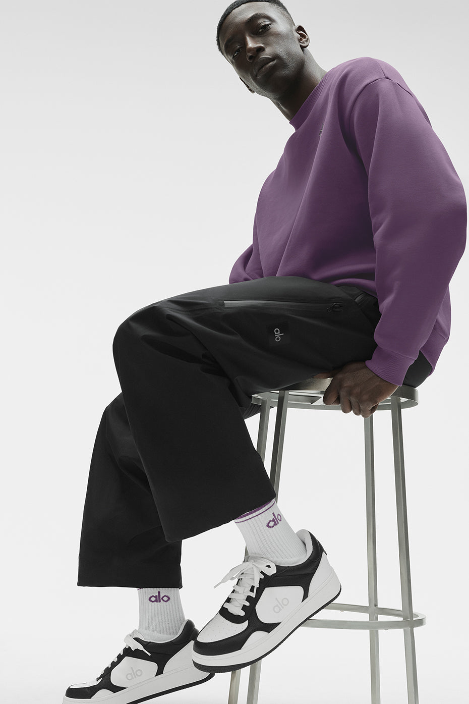 Unisex Half-Crew Throwback Sock - White/Plum Kiss — photo 3