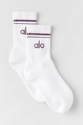 Unisex Half-Crew Throwback Sock - White/Plum Kiss — photo 1