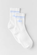 Unisex Half-Crew Throwback Sock - White/Light Provence Blue — photo 1
