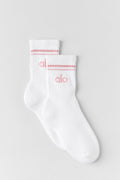 Unisex Half-Crew Throwback Sock - White/Vintage Pink — photo 1