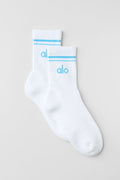 Unisex Half-Crew Throwback Sock - White/Azure Blue — photo 1