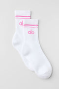 Unisex Half-Crew Throwback Sock - White/Paradise Pink — photo 1