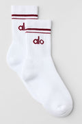 Unisex Half-Crew Throwback Sock - White/Summer Romance Red — photo 1