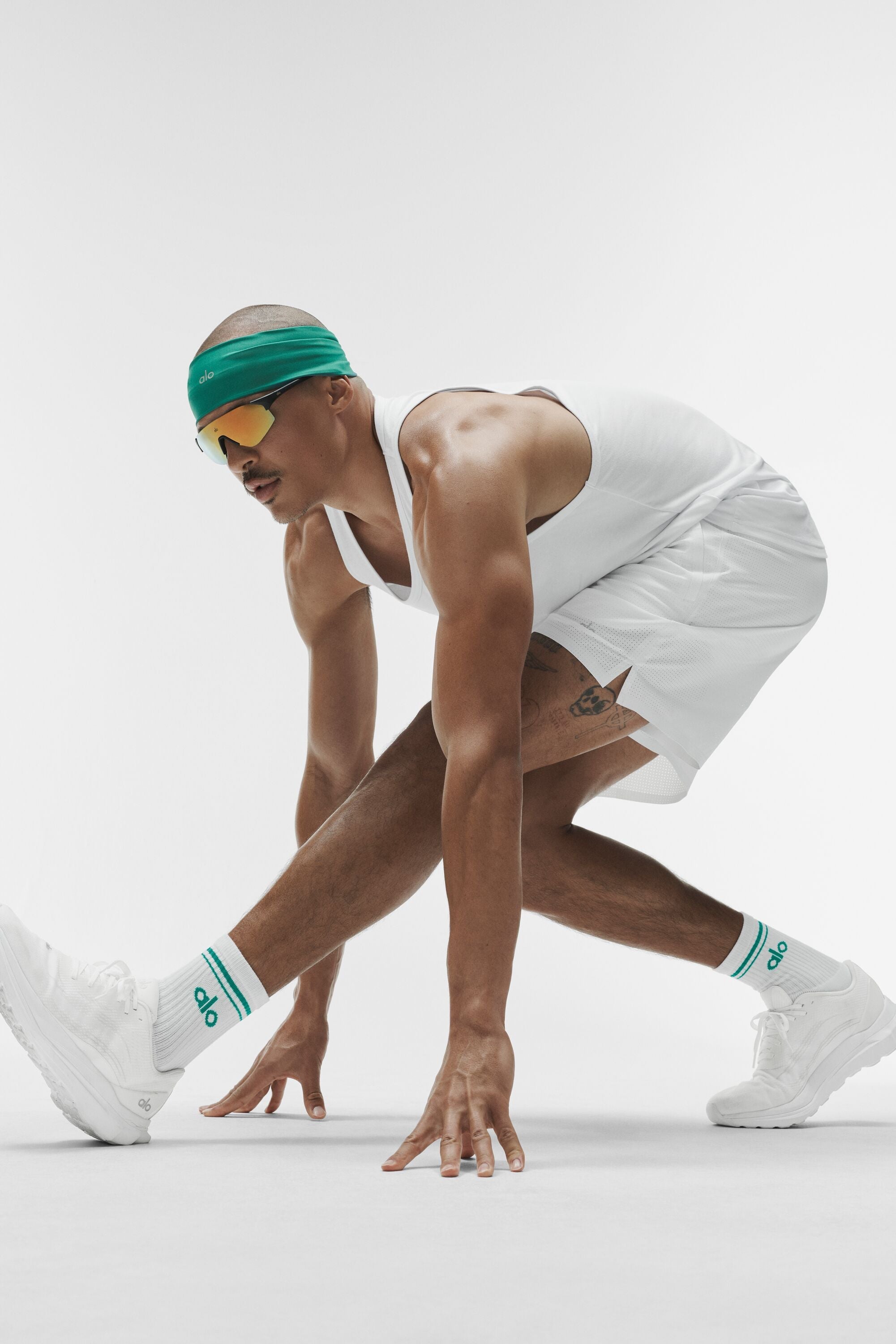 Unisex Half-Crew Throwback Sock - White/Emerald Isle — photo 3