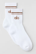 Unisex Half-Crew Throwback Sock - White/Sun Kissed Brown — photo 1