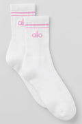 Unisex Half-Crew Throwback Sock - White/Candy Heart Pink — photo 1
