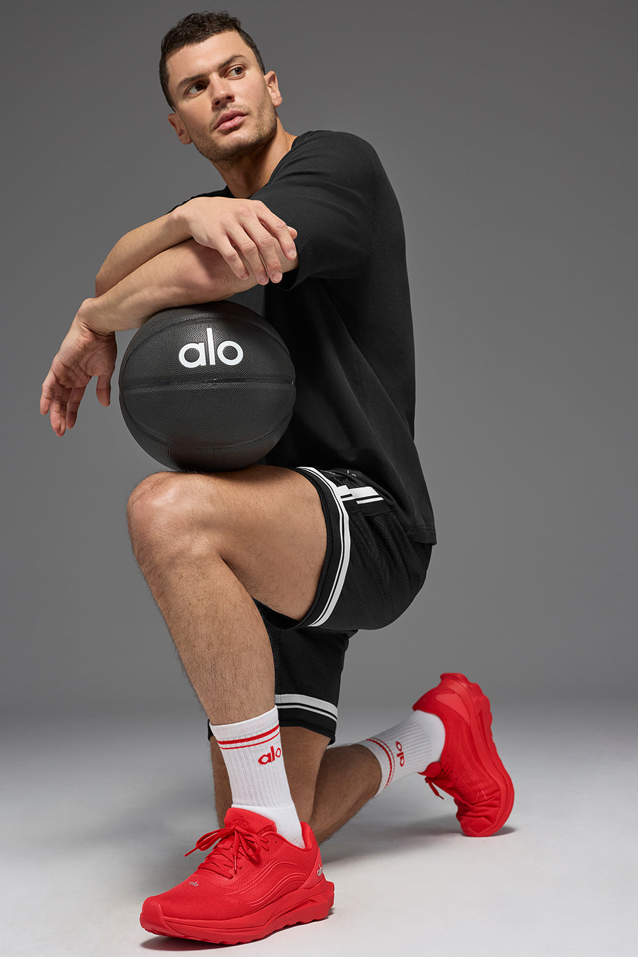 Unisex Half-Crew Throwback Sock - White/Bright Red — photo 3