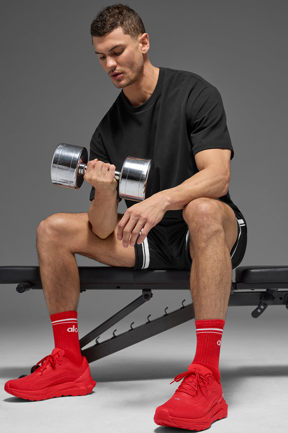 Unisex Half-Crew Throwback Sock - Bright Red/White — photo 3