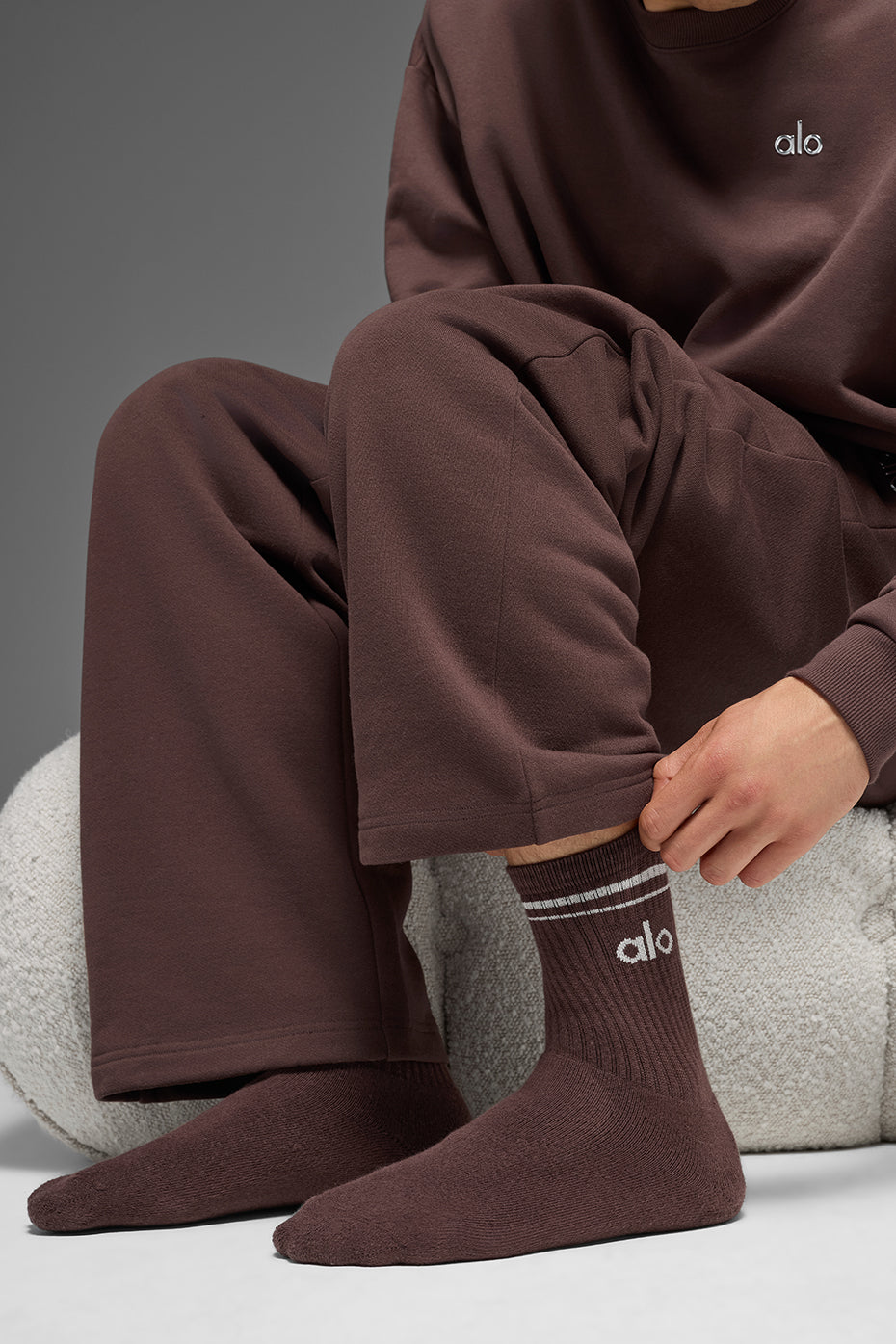 Unisex Half-Crew Throwback Sock - Brownstone/White — photo 2