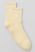 Unisex Half-Crew Throwback Sock - Candlelight Yellow/White — photo 1
