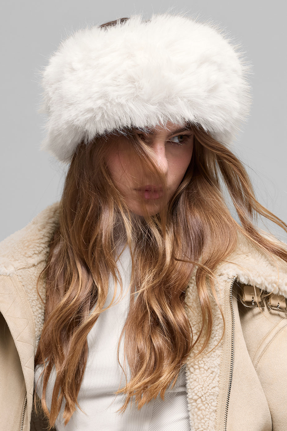 Opulent Faux Fur Wintersun Headband - Ivory — photo 1