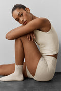 Women's Lettuce Edge Sock - Oatmeal Heather — photo 1