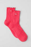 Women's Lettuce Edge Sock - Candy Red — photo 2