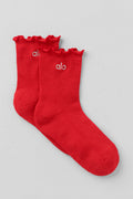 Women's Lettuce Edge Sock - Bright Red — photo 1