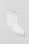 Women's Lettuce Edge Sock - White/Light Provence Blue — photo 1