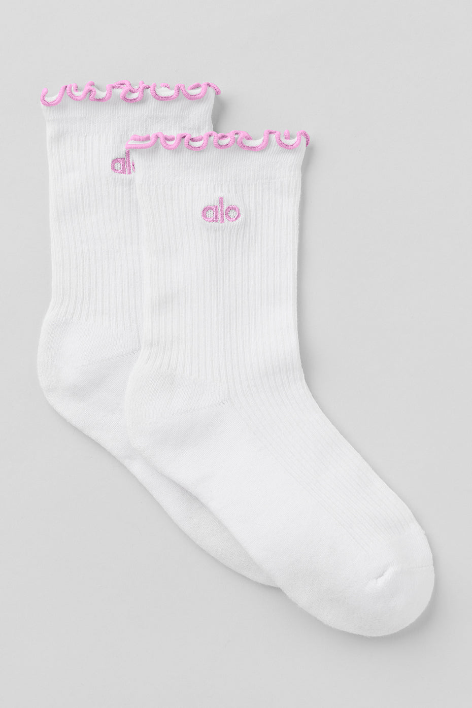 Women's Lettuce Edge Sock - White/Candy Heart Pink — photo 1