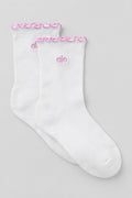 Women's Lettuce Edge Sock - White/Candy Heart Pink — photo 1
