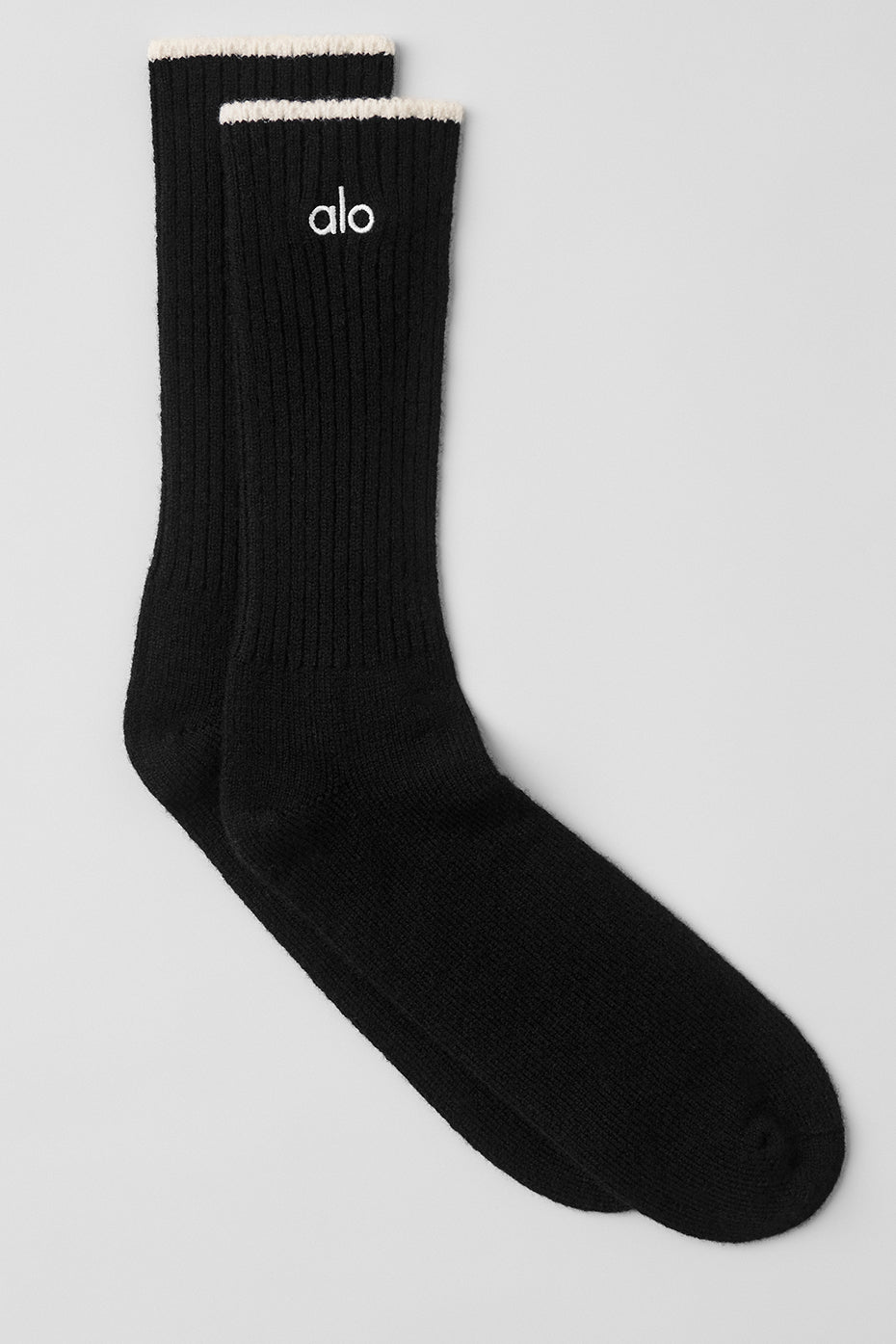 Unisex Wool Cashmere Light Frosted Sock - Black/Ivory — photo 1