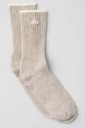 Unisex Wool Cashmere Light Frosted Sock - Winter Latte/Ivory — photo 1