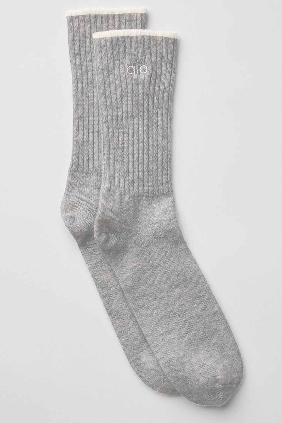 Unisex Wool Cashmere Light Frosted Sock - Light Heather Grey/Ivory — photo 1