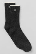 Unisex Wool Cashmere Light Frosted Sock - Dark Slate Grey/Ivory — photo 1