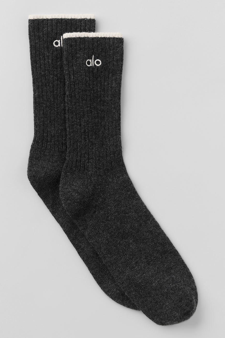 Unisex Wool Cashmere Light Frosted Sock - Dark Slate Grey/Ivory — photo 1
